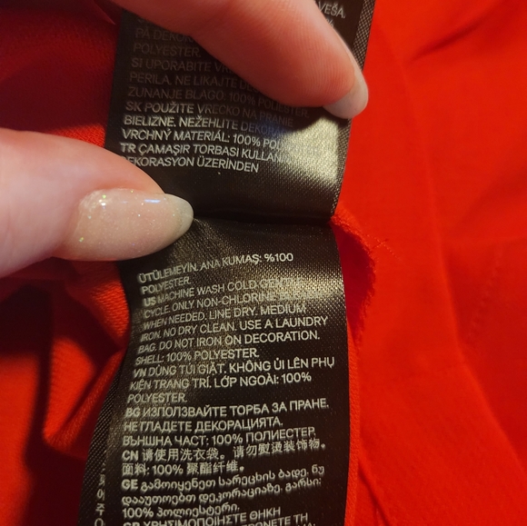 Bright Red H&M Shift Dress With Pearl Embellished Long Sleeves 12 EUC - Picture 11 of 11